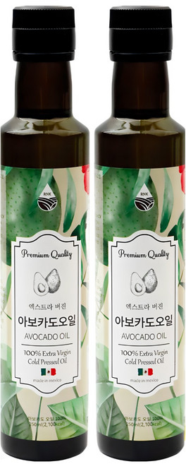 리얼네이처 아보카도 오일 엑스트라 버진 최상급 하스 냉압착 비정제 250ml, 2개