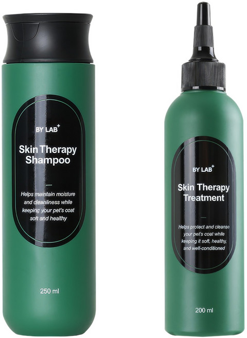 바이랩 강아지 피부 저자극 딥클렌징 목욕 스킨 테라피 샴푸 트리트먼트 세트, 1세트, 450ml