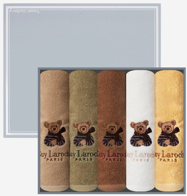 무한타월 수건 선물세트 집들이 고급 선물 기라로쉬베어 (5매), 적갈색