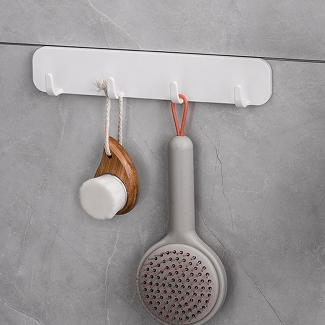욕실 주방 다용도 걸이 4구, 2개, 화이트
