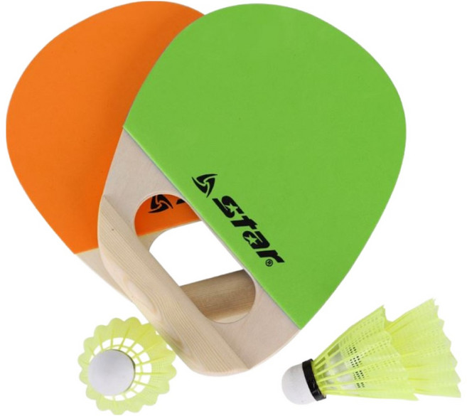 스타 핸들러세트 뉴스포츠 패드민턴 내구성좋은 우드 LXR200, 1개, 오렌지/그린