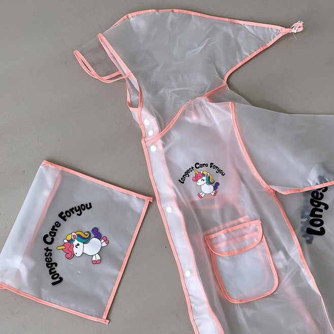 주니이치 KC인증 아동 키즈 레인코트 공룡 유니콘 우비 파우치포함