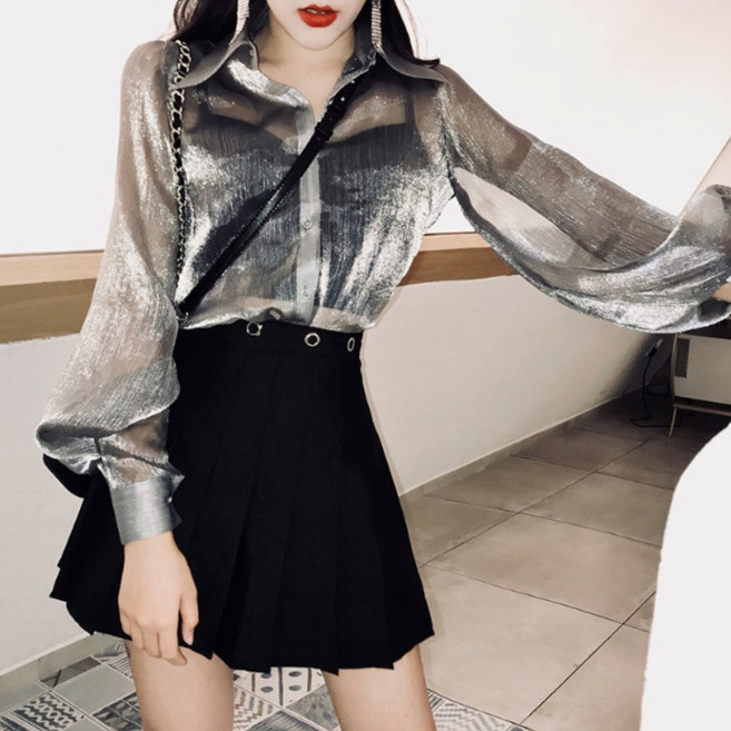 무대 블라우스 메탈느낌 파티복 벌룬소매