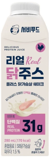 서비푸드 리얼닭주스 플러스 280ml x 18ea(세트) 마시는 프로틴, 18회분, 1세트 - 쿠팡