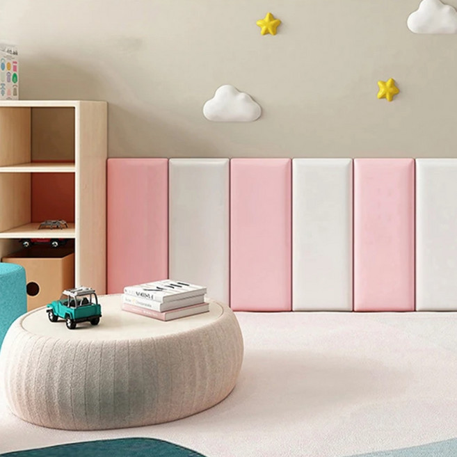 홈앤힐링 두꺼운 메모리폼 벽 충격방지 패드 30T, 3개, 크림 화이트