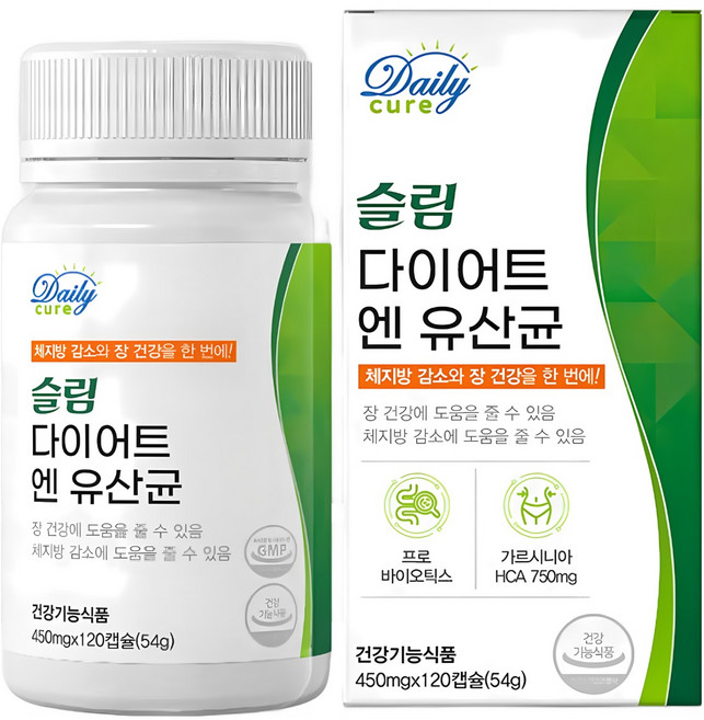 데일리큐어 다이어트 유산균 식약청인증 체지방 감소 프로바이오틱스, 6개, 120정