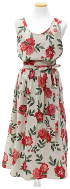 린넨 장미 롱 원피스 앞치마 플로리스트 공방 꽃집 어린이집 보육교사 선생님 뷰티샵 에이프런 집들이선물, 베이지, 1개