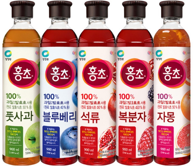 청정원 자연발효초 홍초 900ml 5종 2개 골라담기, 석류 900ml + 복분자 900ml, 1.8L