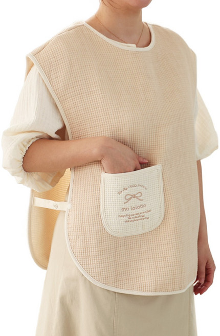 마롤로뜨 프리미엄 엄마 수유 조끼 턱받이 앞치마 가래개 침받이 트림패드, 1개, 1개입, 베이지_프리미엄 수유 앞치마