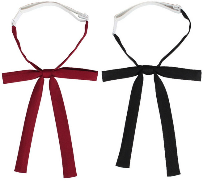 바이유즈 스쿨룩 리본끈 넥타이 버건디+블랙