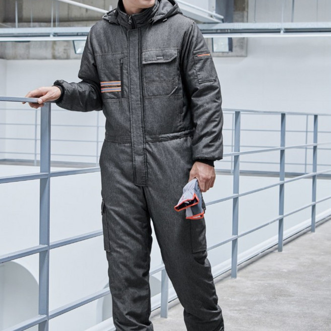 겨울 방한정비복 [지벤 ZB-S2196 ] 솜패딩 스즈끼복 일체형작업복 허리지퍼 면함유