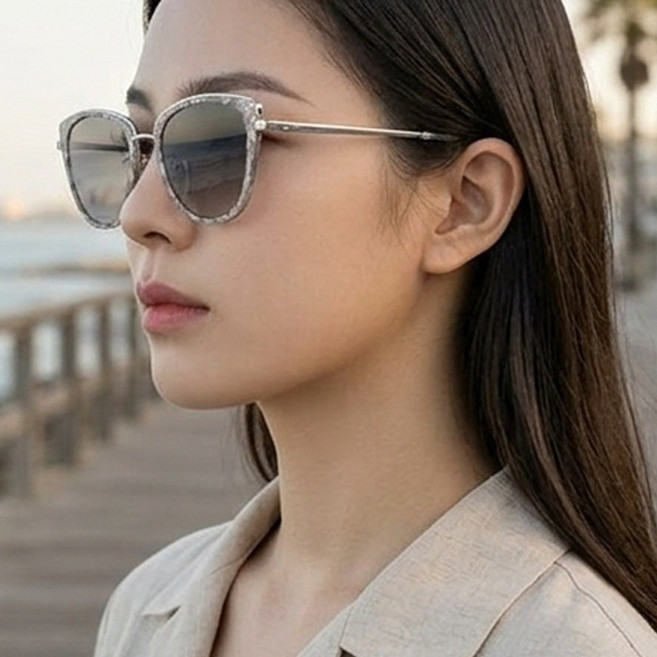 래쉬 LAZY 0207G 캣아이 메탈 보잉 티타늄 미러 패션 선글라스