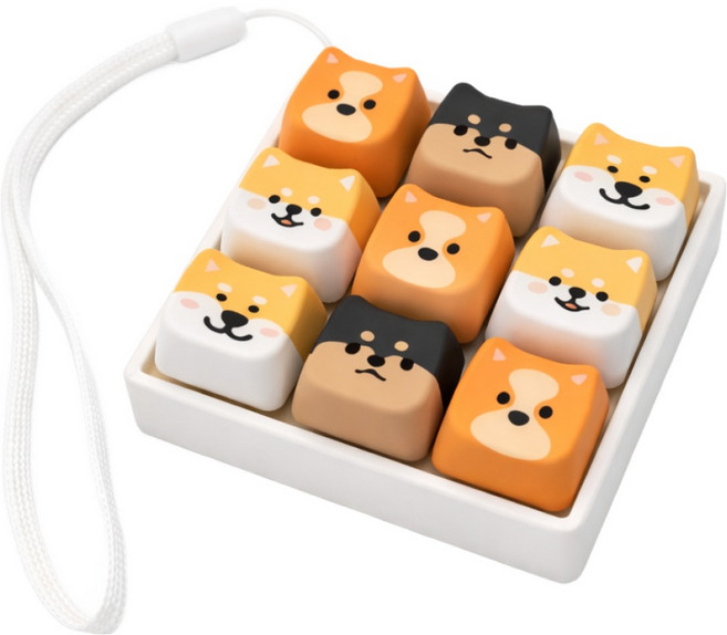 아임펄슨 강아지 키캡 키링 키보드 클리커 키링, 1개, 9버튼