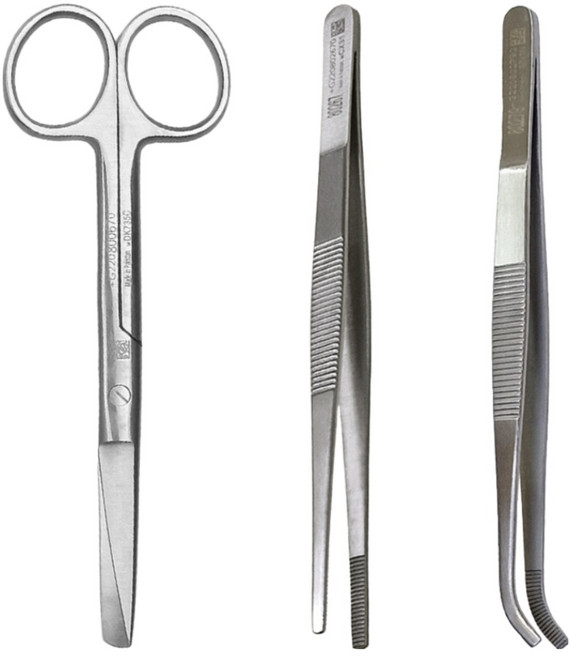 의료용 가위 곡선 핀셋 간호사 병원 무구 실습용 의료 S/B 14cm, 1개, 3P_가위/직선핀셋/곡선핀셋