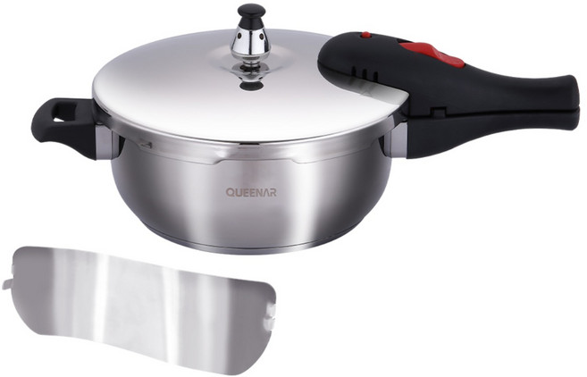 렉스퀸 스테인리스 압력솥 반반 칸막이 압력밥솥, 1개, 스텐, 2.5L