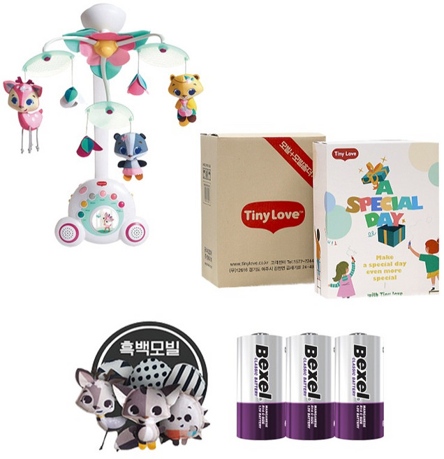 6위 - [한글판] 타이니러브모빌 거치대 어댑터 케이블 풀세트 유모차모빌, 2.프린테일즈+흑백모빌+선물박스, ., 1