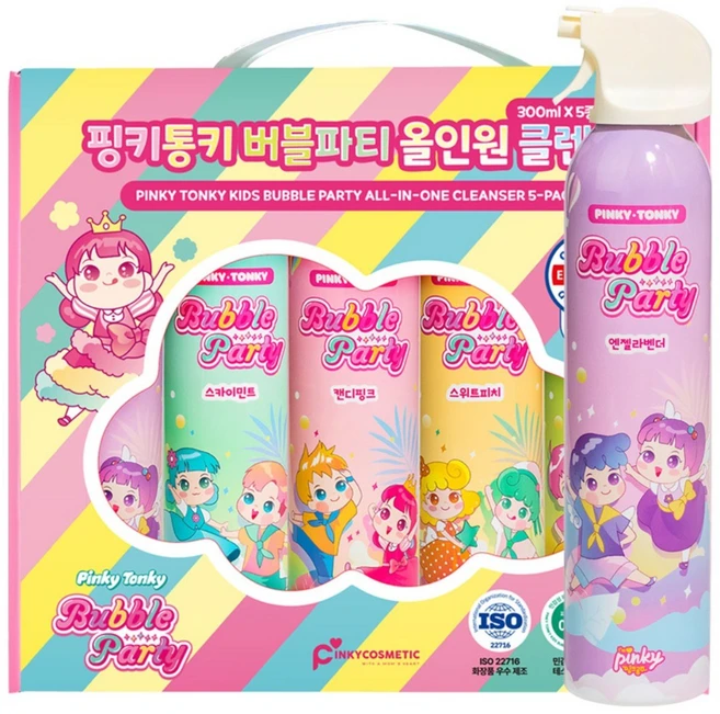 핑크공주 핑키통키 버블파티 올인원 클렌저, 300ml, 5개 - 쿠팡