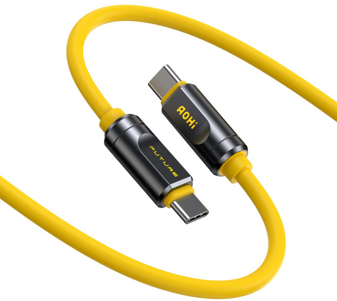 AOHi USB4 2.0 썬더볼트5 240W PD 3.1 Type C to C 케이블 [L017], 1개, 옐로우실버, 1m