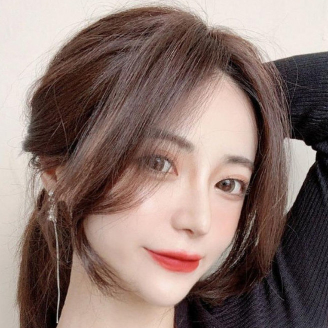 하이유니 3D 입체 사이드뱅 앞머리 탑커버 셀프 붙임 머리 피스 부분 가발, 라이트브라운, 1개