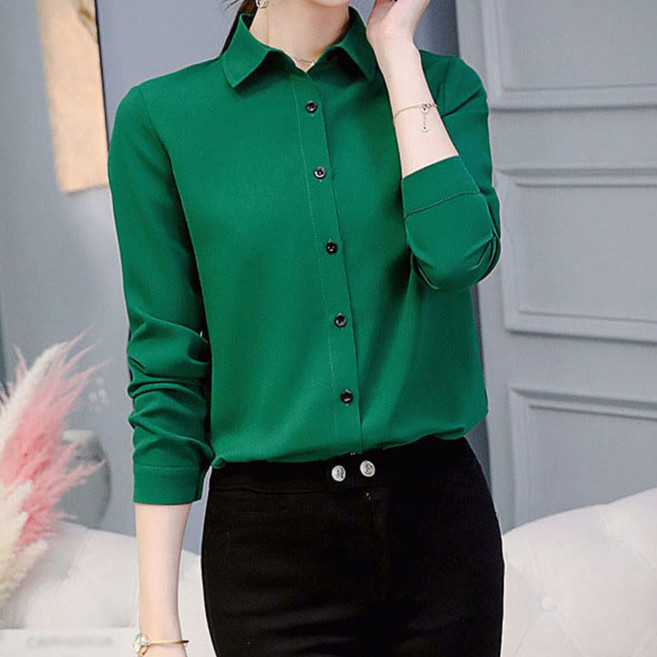 루루뷰티패션 데일리 카라 신축성 셔츠 오피스 슬림핏 유니폼 와이셔츠 면접 스판 긴팔 정장 블라우스 KJK-0389