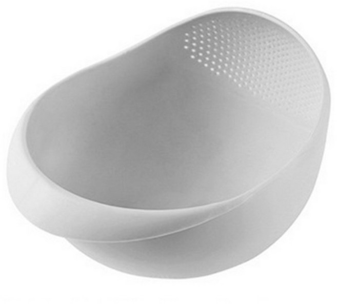 생활살림 간편 쌀세척 야채 과일 채반 물빠짐 믹싱볼 쌀바가지, 화이트(대), 1개