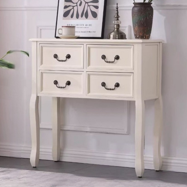 가구선생 엔틱콘솔 원목 서랍장 장식장 화장대 수납장 현관 복도 거실 엔틱 콘솔, 소형(80cm)/화이트색