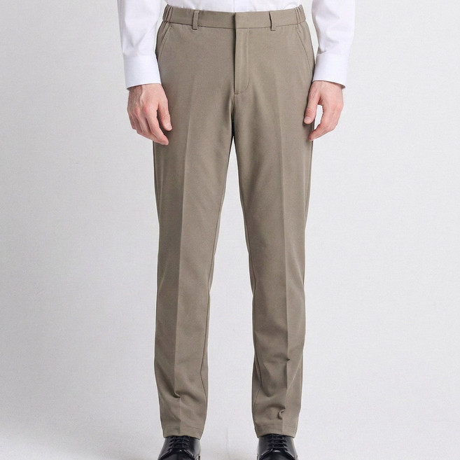 [STCO] 남성 구김없는 컴포트 밴딩 슬랙스 테이퍼드핏 카키