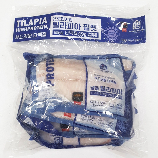 냉동 틸라피아 필렛 순살생선 흰살생선 고단백질 1kg, 1개