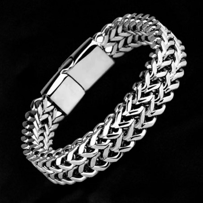 HAM 1+1남성용 티타늄 체인 팔찌 써지컬 스틸 빈티지 팔찌 악세서리