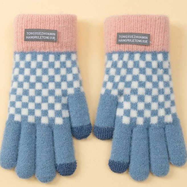 와린픽 여성 방한 터치 스마트 폰 여자 기모 따듯한 이쁜 겨울 털 니트 체크 장갑 추천