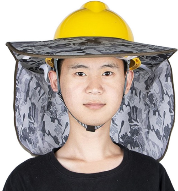 리니앤지 안전모 건설현장 공사장 작업용 자외선 차단 케이프 선캡 햇빛 차단 모자, 03_매쉬_국방그레이, 1개