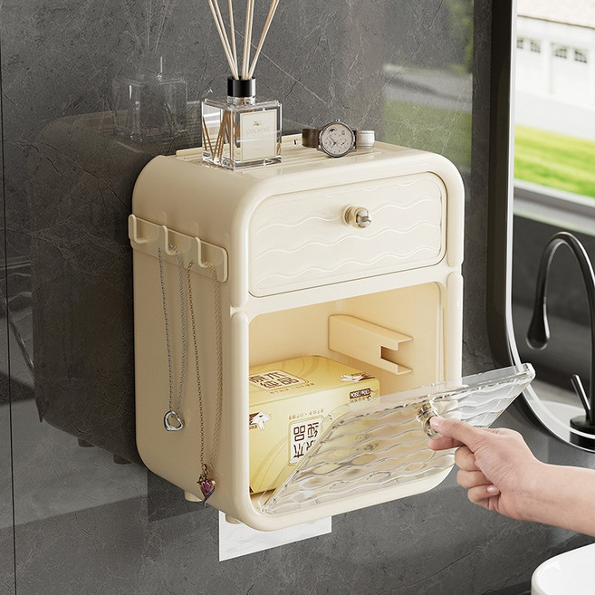 마글론 무타공 화장실 휴지걸이, 1개, 크림베이지