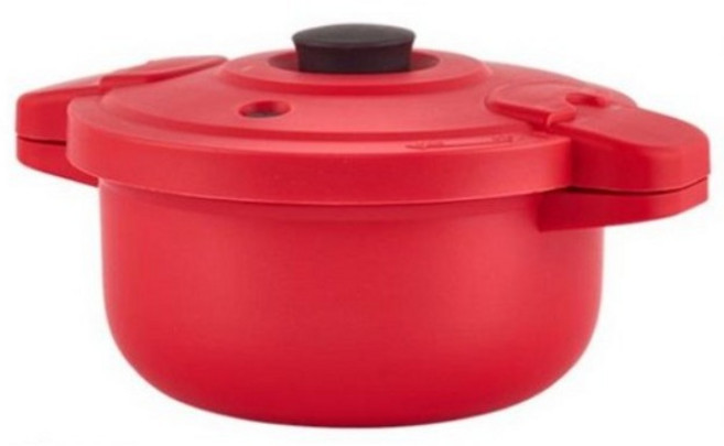 전자렌지용 실리콘 저압냄비 쿠커 찜기 2.3리터, 1개, 레드