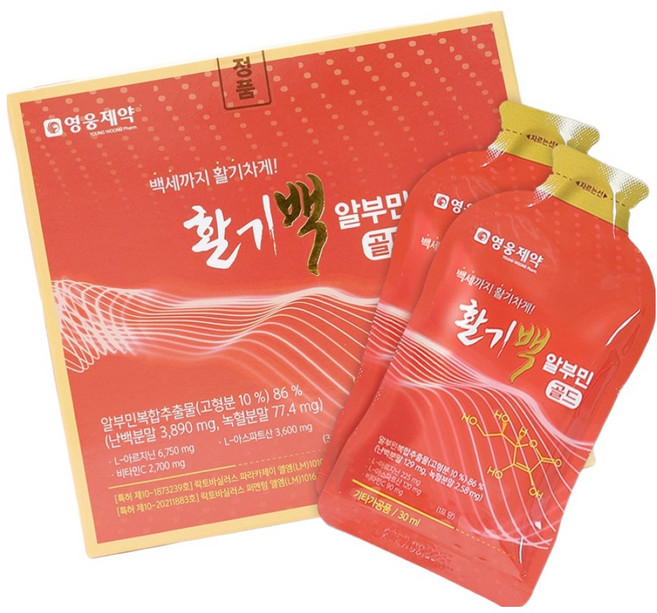 중장년 활력 기력엔 활기백 마시는 액상 사슴녹혈 아르기닌 타우린 비타민B 고함량알부민, 30개, 30ml