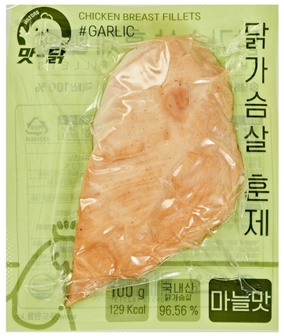 푸드원 맛닭 냉동 훈제 닭가슴살 마늘맛, 60개, 100g