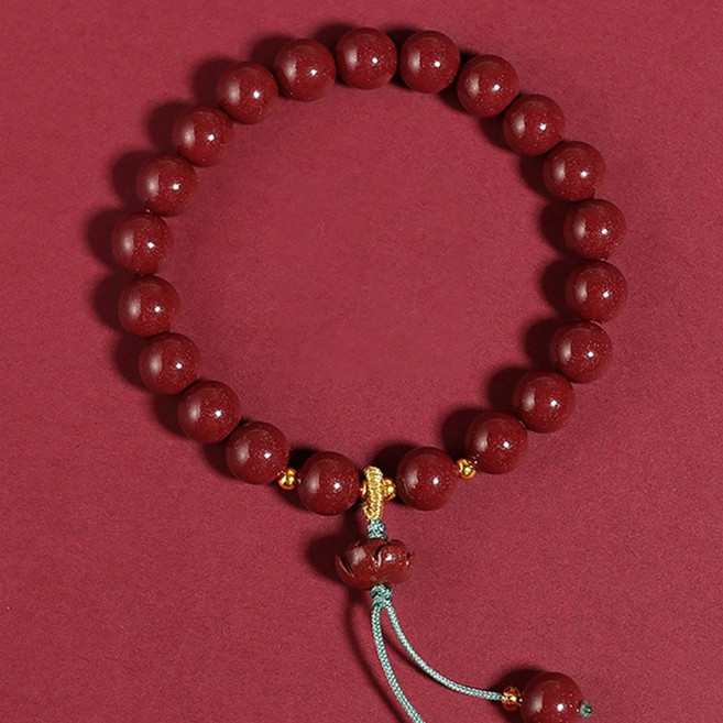 sambuever 경면주사 연꽃 염주 팔찌 원석 행운 부적 옴마니반메훔 불교 팔찌 금전운 재물운 좋은기운 행운팔찌 자금사 액운막이 삼재 비휴 주사 팔찌 + 사은품