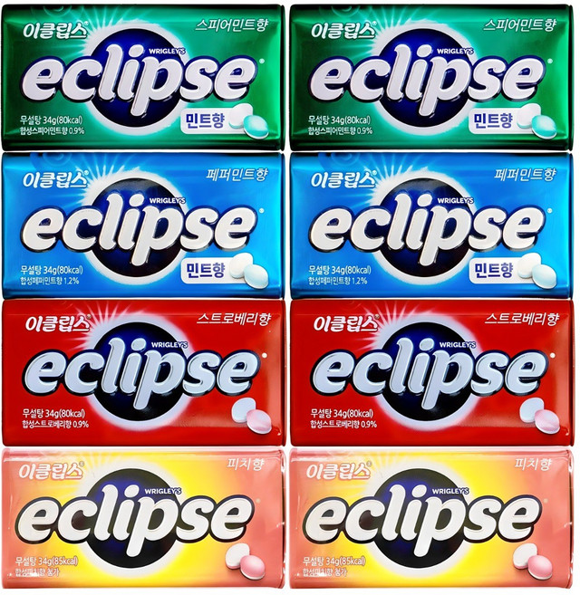 이클립스 캔디 페퍼민트2개+스피아민트2개+딸기2개+피치2개, 1세트, 34g