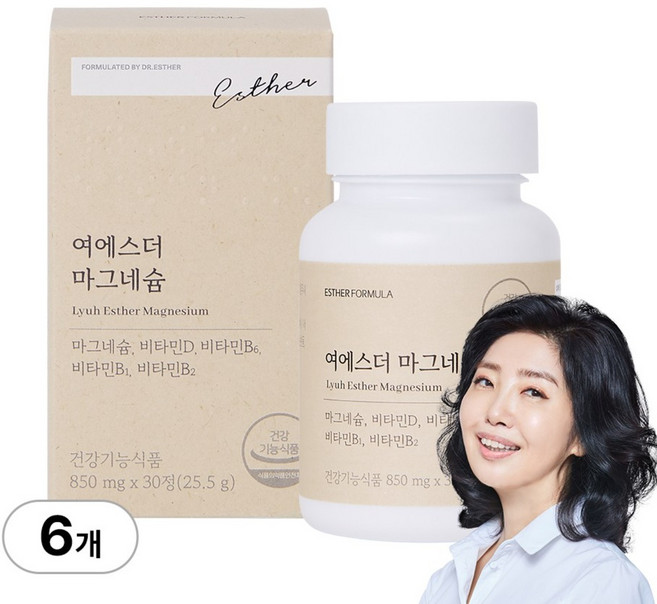[본사직영] 여에스더 마그네슘 (신경/근육 마그네슘 & 에너지/활력 비타민B군) 국민영양 프로젝트, 30정, 6개