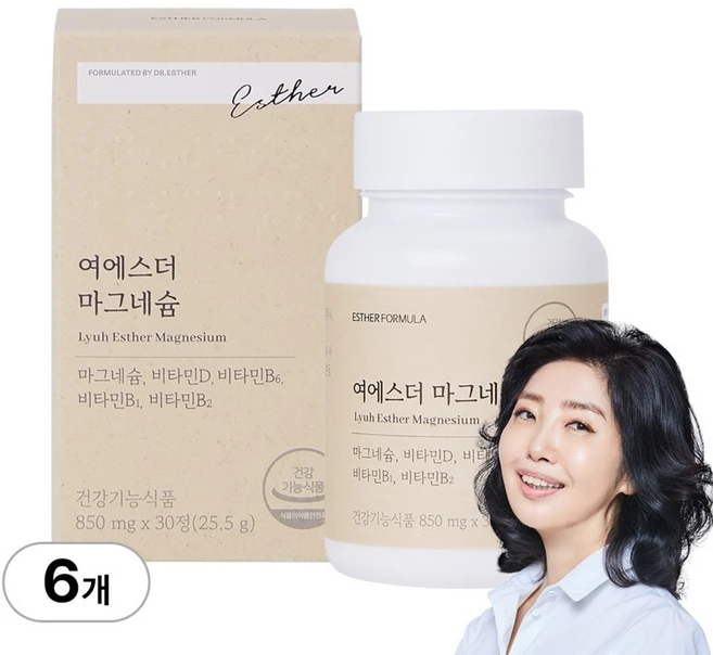 [본사직영] 여에스더 마그네슘 (신경/근육 마그네슘 & 에너지/활력 비타민B군) 국민영양 프로젝트, 30정, 6개 - 쿠팡