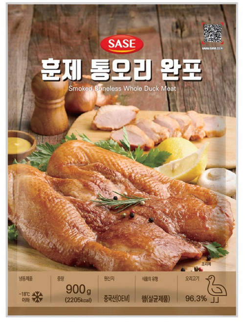 사세 훈제통오리완포 900g/훈제오리 완포, 900g, 2개