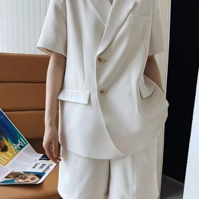 루스리더 여성 여름 루즈핏 반팔 블레이저 반바지 투피스 V318