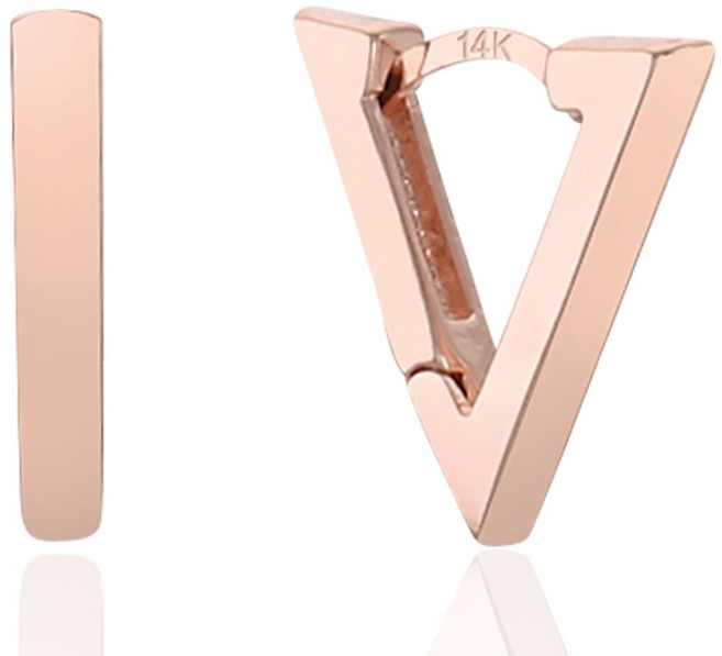 레베르 미니멀 무드 여성 데일리 링 귀걸이 14K 골드핀 원터치 귀걸이