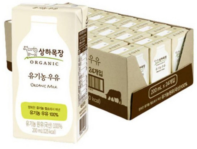 상하목장우유 유기농우유 멸균우유 200ml 24, 24팩