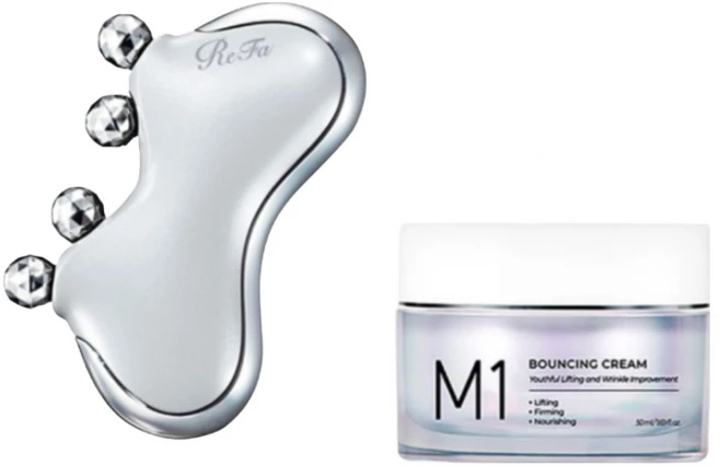 [refa]정품 리파 카사 M1 괄사 + 바운싱 크림 <2종세트> / 프리미엄 근막 괄사 마사지, 1세트, 펄 화이트 + 크림 - 쿠팡