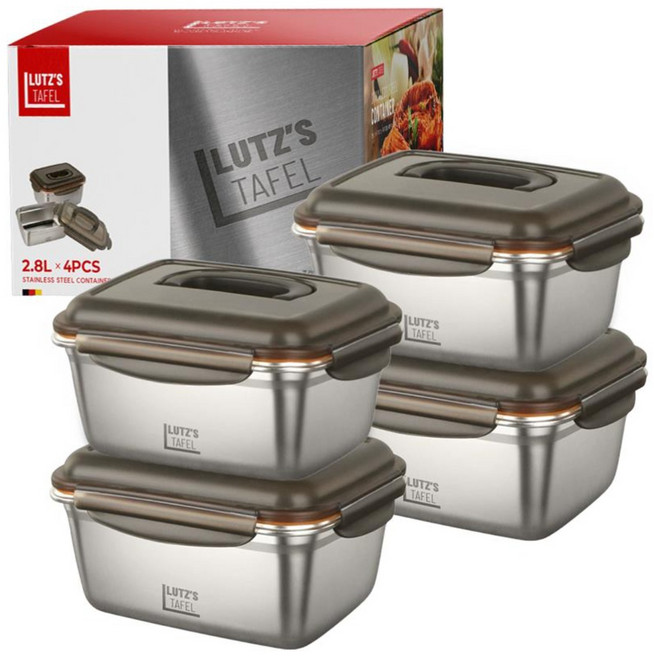 루츠스타펠 프리미엄 스테인리스 304 푸드컨테이너 김치통, 4개, 2.8L