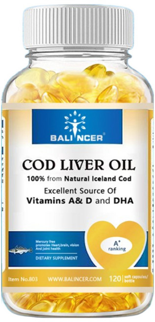 아이슬란드 대구 대구 간유 보충제 - 심장 건강 뇌 건강 면역 지원 관절 건강 및 눈 건강을 위한 비타민 A D 및 DHA 오메가-3 생선 기름 건강 보조식품 함유, 1개, 60정