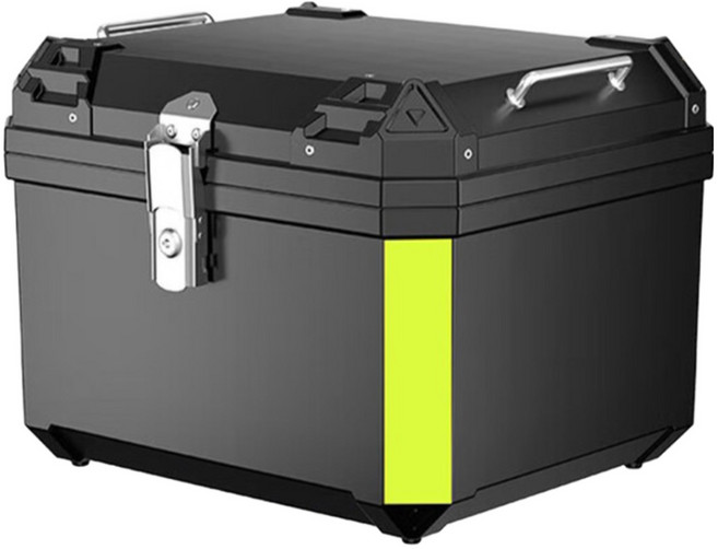 방일 탈착 오토바이 트렁크 방수 방진 대용량 헬멧 수납함, 블랙(그린 반사띠)