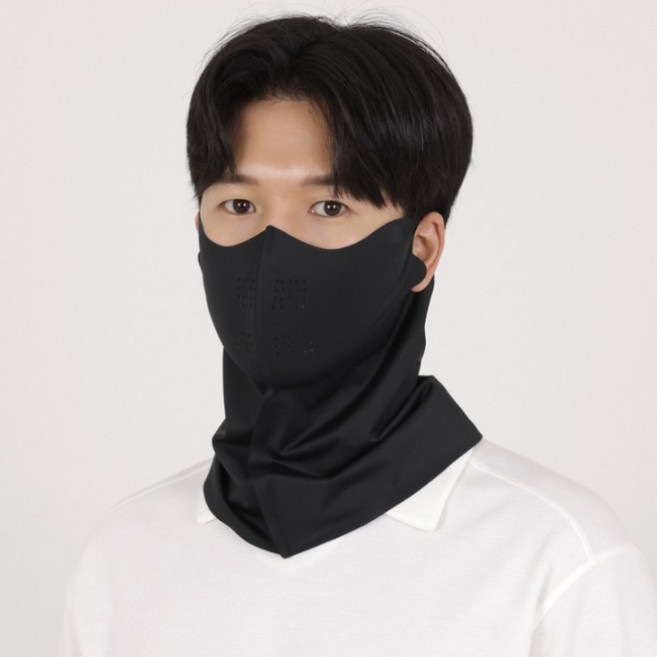 [1+1]자외선차단 스포츠 마스크 쿨 여름 안면 얼굴 햇빛가리개 골프마스크 자전거, 2개, 블랙