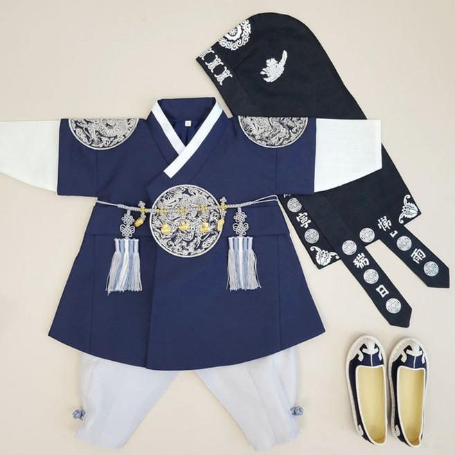 어썸한복 천우 남색 용포 남아한복