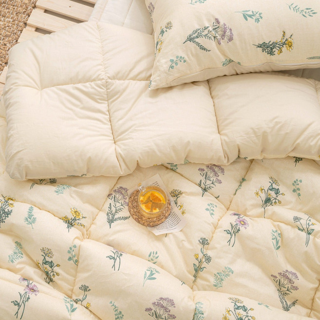 엘르넨 국내생산 야생화 광목 순면 100% 사계절 차렵이불 휴비스 마이크로 향균솜 차렵이불